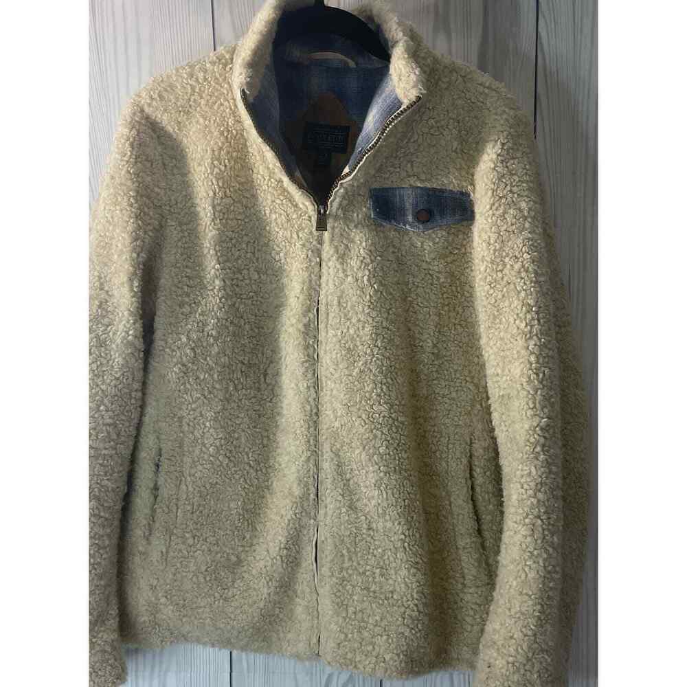 Pendelton Womens Faux Fur Coat Jacket Full Zip Up Mock Neck Cream Size Small